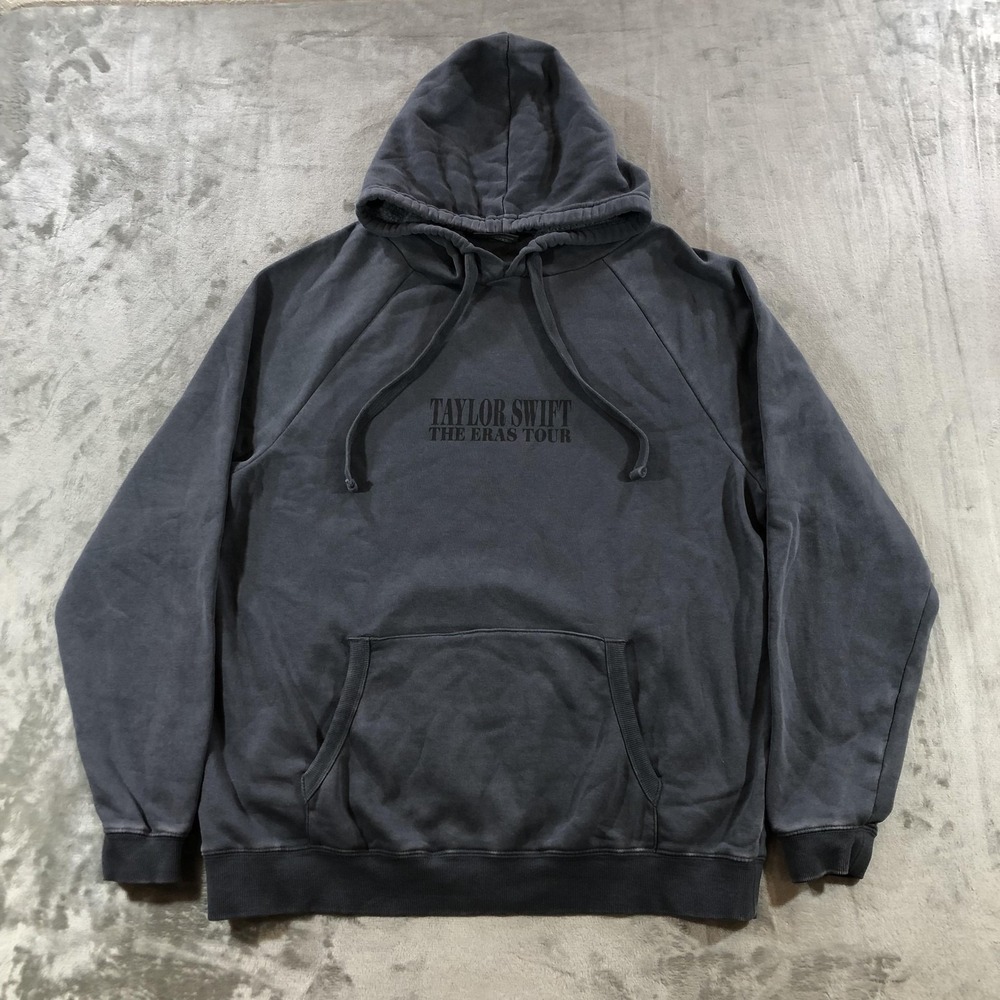 Taylor Swift Hoodie Mens Large Gray Eras Tour 2023 Pullover Fleece Sweatshirt